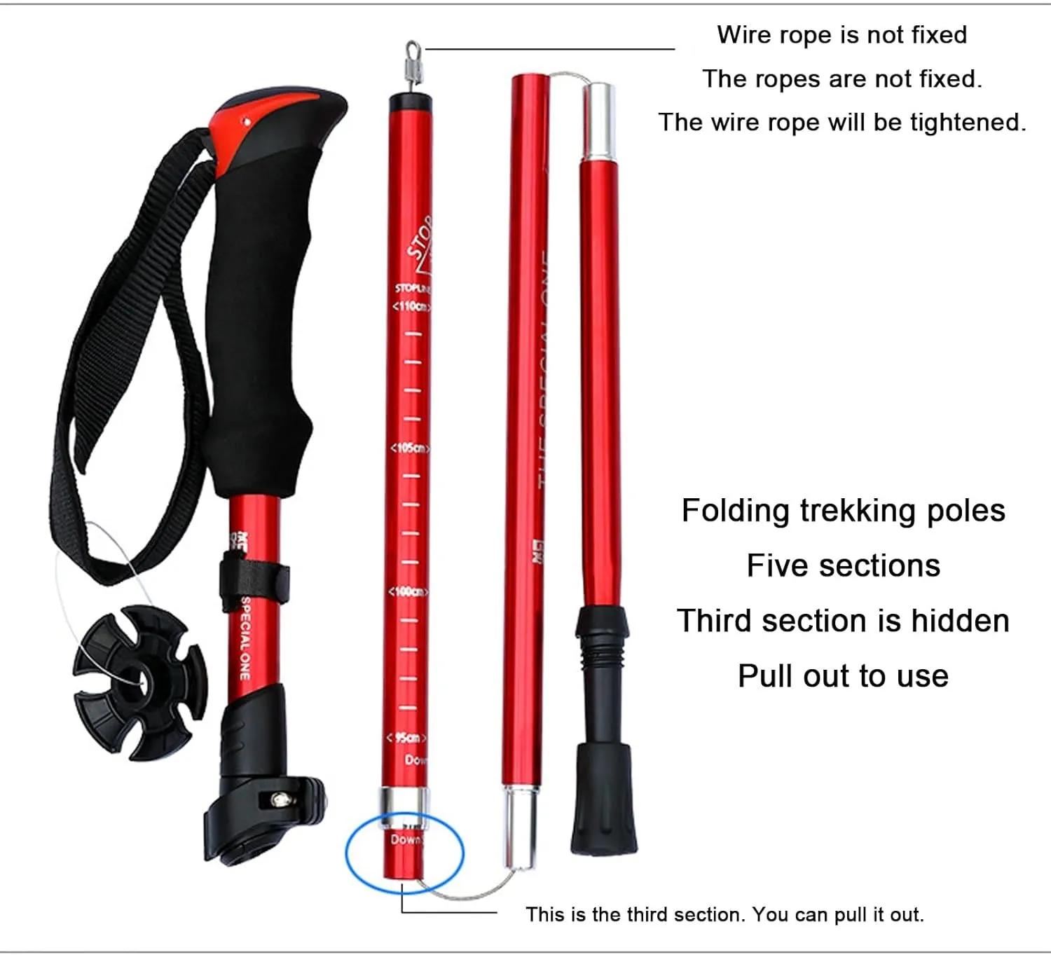 1 Pairs The New Light Short Folding Trekking Poles Aluminum Alloy Telescopic Walking Stick Outdoor Hiking Climbing Mountaineering Equipment Walking Stick Sticks