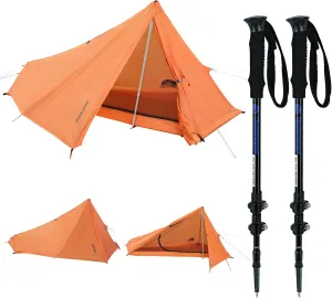 1-Person Ultralight Trekking Pole Tent & Collapsible Aluminum Hiking Poles by Underwood Aggregator