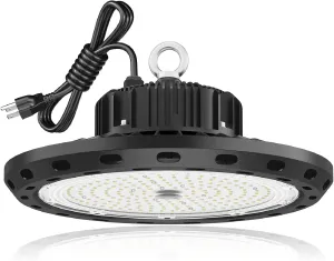 100W UFO LED High Bay Light 15000lm 5000K IP65 UL Approved 5' Cable with US Plug Alternative to 400W MH/HPS widely Used for Warehouse Shop Workshop Industrial Factory