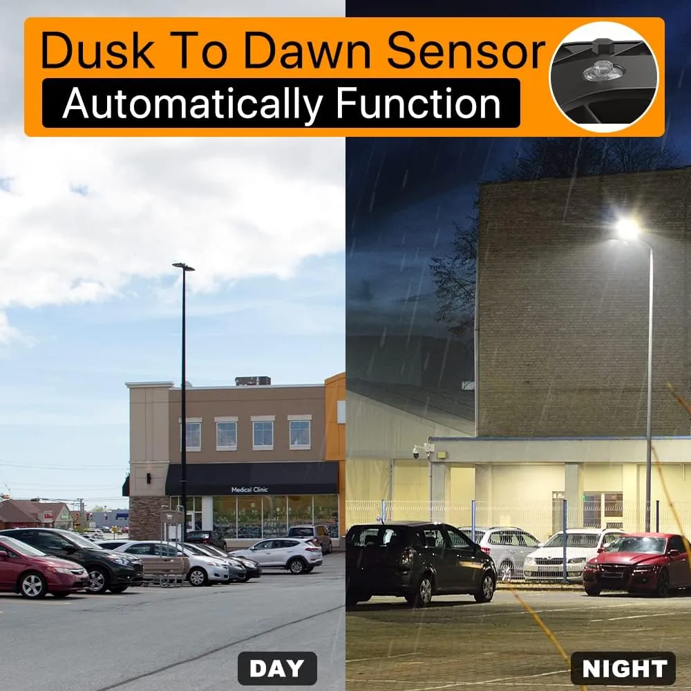 150W Parking Lot Lights 3Pack 22500lm 5000K Led Shoebox Light Slip Fitter Dusk to Dawn Pole Light Outdoor IP65 Waterproof 120-277V Commercial Street Area Lighting for Driveways, Parking lot