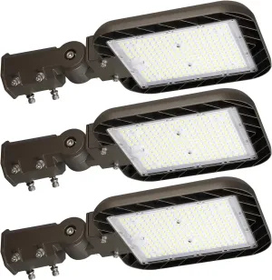 150W Parking Lot Lights 3Pack 22500lm 5000K Led Shoebox Light Slip Fitter Dusk to Dawn Pole Light Outdoor IP65 Waterproof 120-277V Commercial Street Area Lighting for Driveways, Parking lot