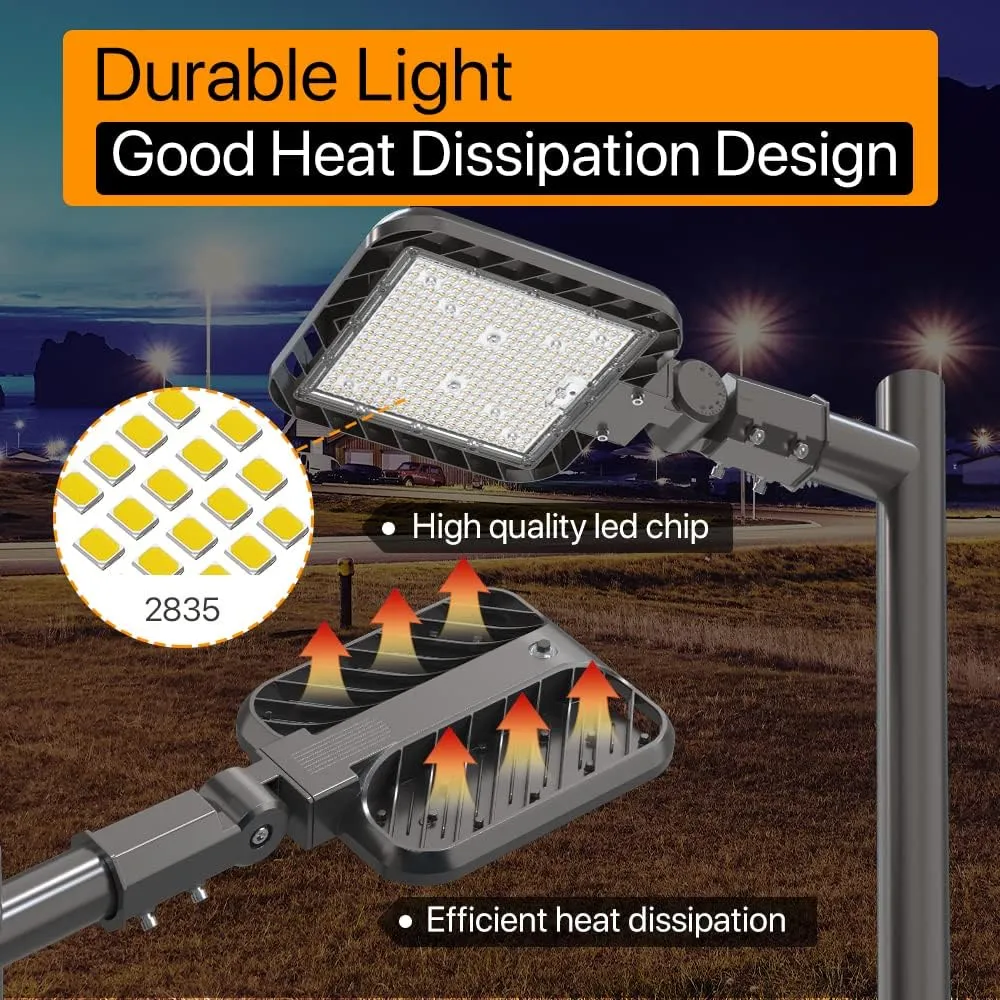 150W Parking Lot Lights 3Pack 22500lm 5000K Led Shoebox Light Slip Fitter Dusk to Dawn Pole Light Outdoor IP65 Waterproof 120-277V Commercial Street Area Lighting for Driveways, Parking lot