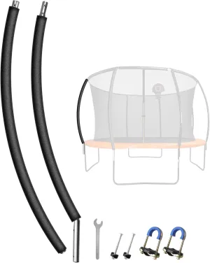 1PCS Trampoline Curved Pole, Universal Trampoline Replacement Enclosure Pole to Fit 8-16FT Curved Pole Trampoline Frame, Includes Foam Sleeve and Hardware with 2 Installation Options