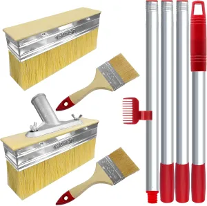 2 Pack Deck Stain Brush with Threaded Long Handle 7 Inch Deck Stain Applicator, 60" Extension Pole Deck Stain Applicator with 3" Paint Brushes Set for Painting Wood Deck, Fence, Wall and Furniture