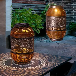 2 Pack Solar Lanterns Outdoor Hanging Waterproof,Rattan Solar Lights for Outdoor Solar Table Lamps Decoration for Garden,Yard,Patio,Porch,Trees,Lawn,Pathway