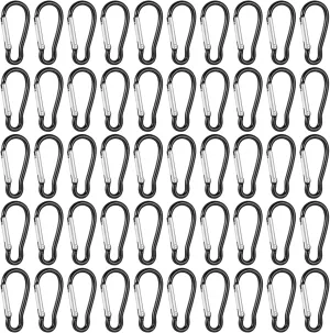 200 Pcs Aluminum Carabiners, Small D-Shape Clips, Spring-Loaded Gate Keychain Buckles, Mini Lock Snap Hooks, Spring Link Key Chains for Camping, Hiking, Fishing