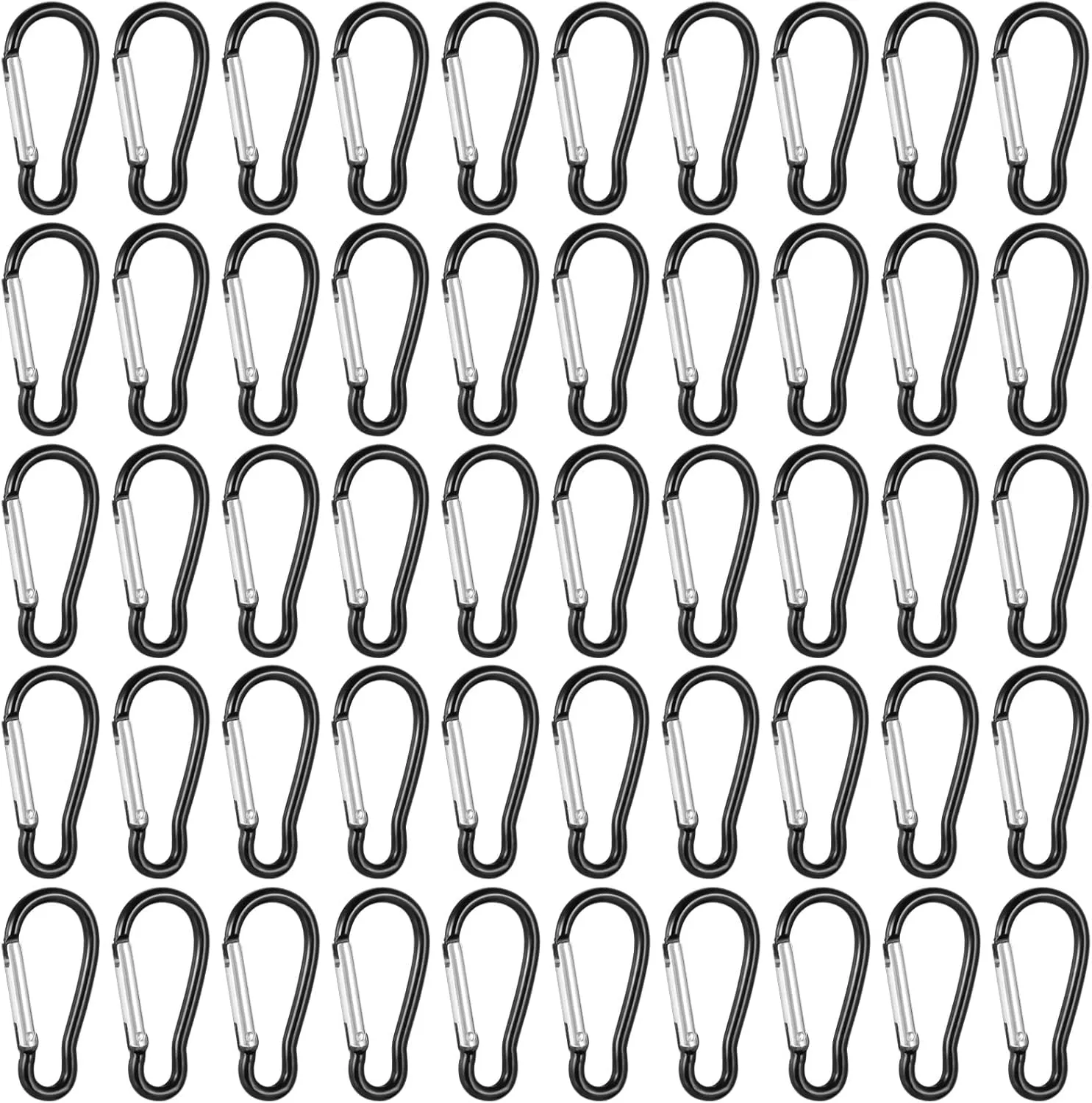 200 Pcs Aluminum Carabiners, Small D-Shape Clips, Spring-Loaded Gate Keychain Buckles, Mini Lock Snap Hooks, Spring Link Key Chains for Camping, Hiking, Fishing