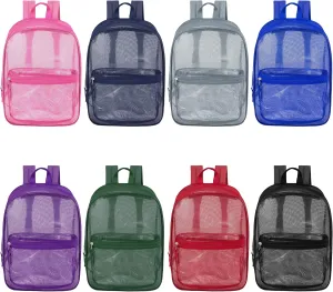 24 Pack 17" Wholesale Bulk Mesh Backpack, Assorted Colors - Bookbags in Bulk for Elementary, Middle, and High School Students