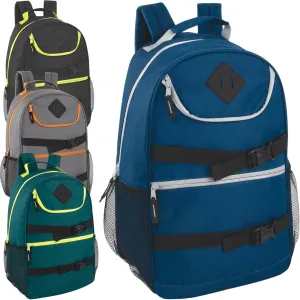24 Pack Bulk Bungee Backpacks for College, Homeless Adults, Donation | 18 Inch Heavy Duty Multi Pocket Backpacks in Bulk (Men's Pack)
