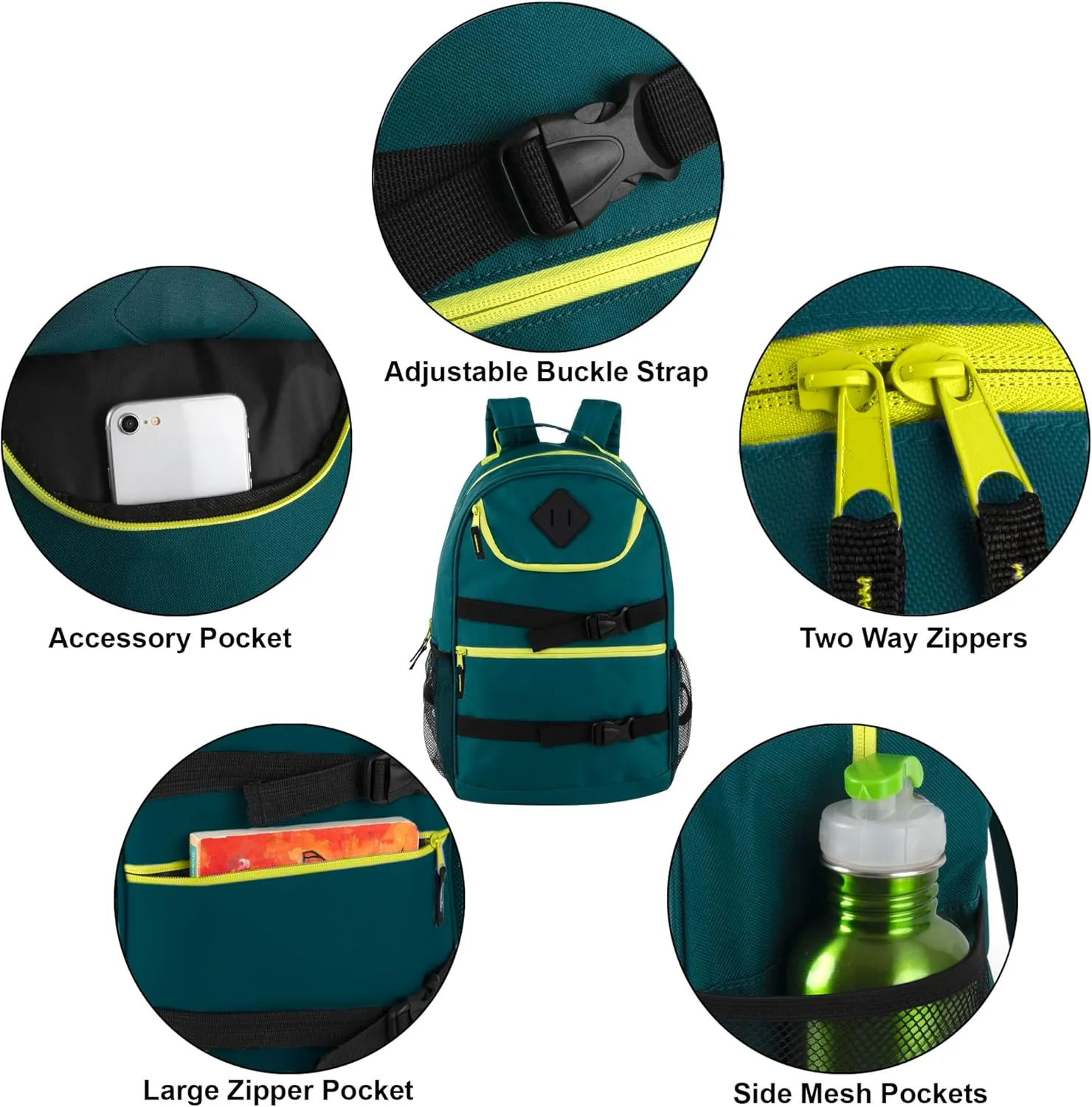 24 Pack Bulk Bungee Backpacks for College, Homeless Adults, Donation | 18 Inch Heavy Duty Multi Pocket Backpacks in Bulk (Men's Pack)