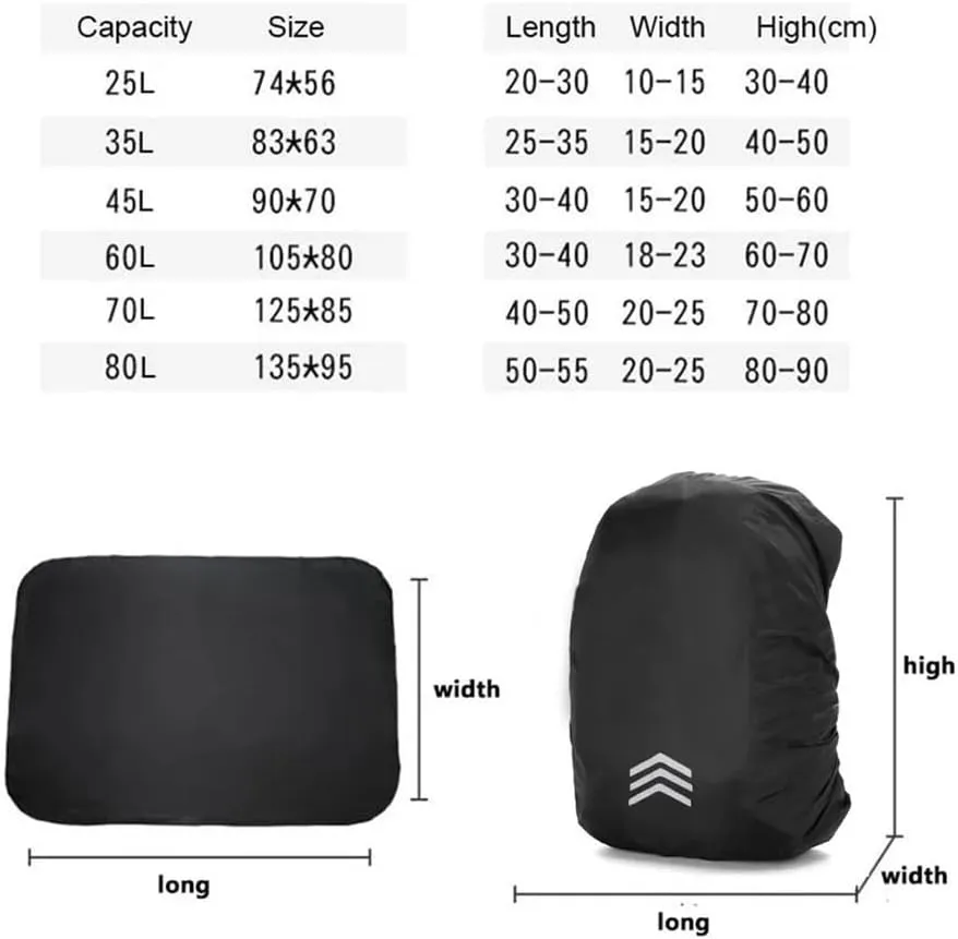 25-60L Backpack Rain Cover Outdoor Mountaineering Cycling Hiking Backpack Waterproof Cover Backpack Dust Cover Woman Men