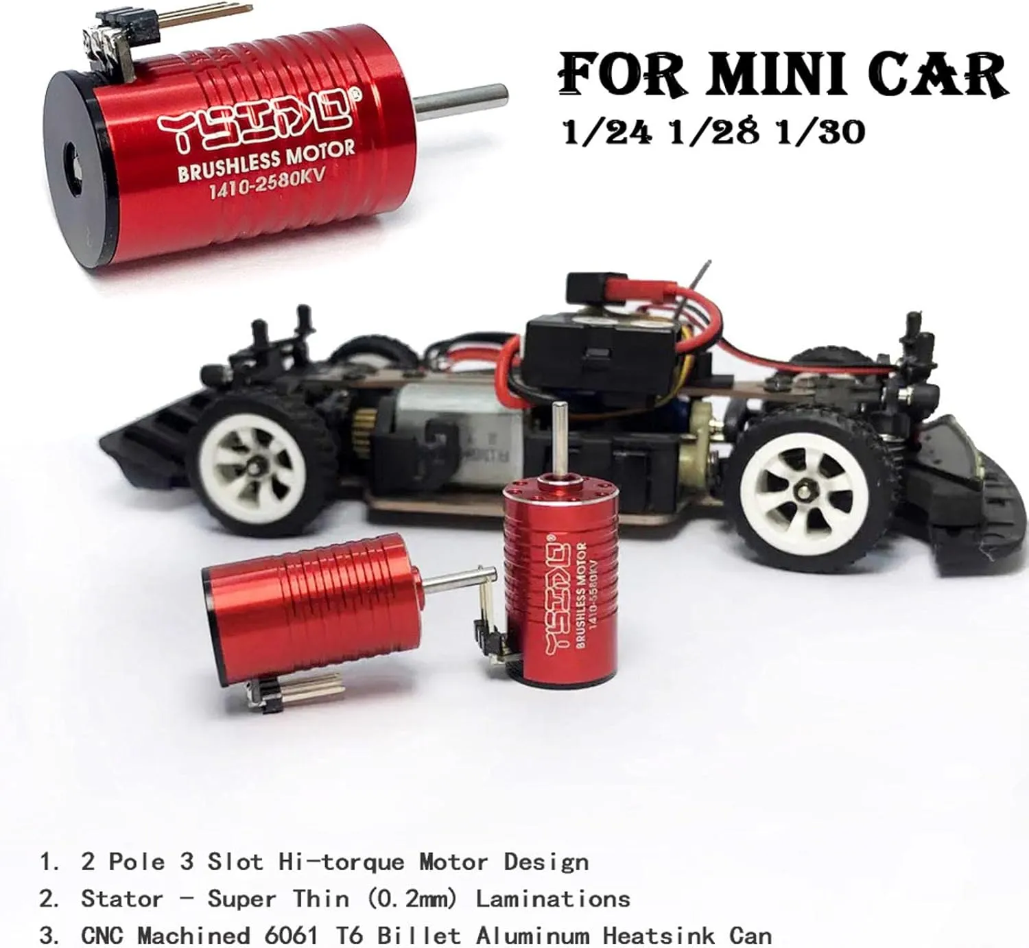 2580KV/3580KV/5580KV/9580KV Brushless Motor, igh Power Outrunner Brushless Motor RC Models Motor for Kyosho Mini-Z 1/24 1/28 RC Car
