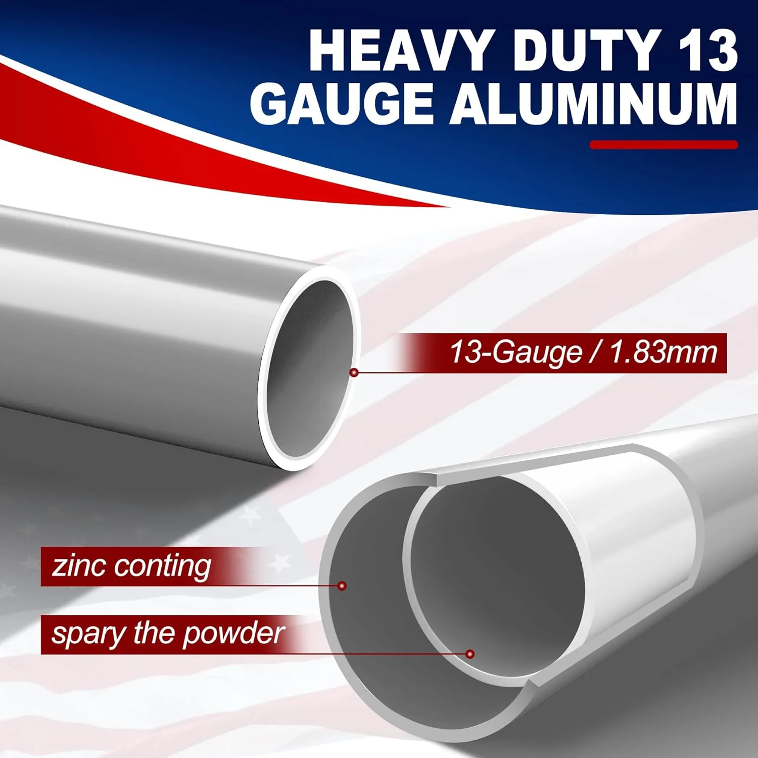 25FT 13Gauge Heavy Duty Flag Pole, Sectional Flag Pole for Outside Inground, Aluminum Flagpoles Kit with 3'x 5' American Flag & Golden Ball Topper for Yard, Residential and Commercial, Silver
