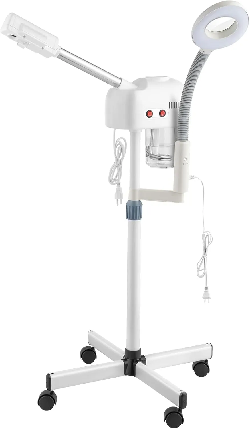 2in1 Professional Facial Steamer - Esthetician Steamer with 3X Magnifying Lamp - Aromatherapy Face Humidifier - Face Steamer for Facial Deep Cleaning - Skincare Equipment on Wheels for Home Salon Spa