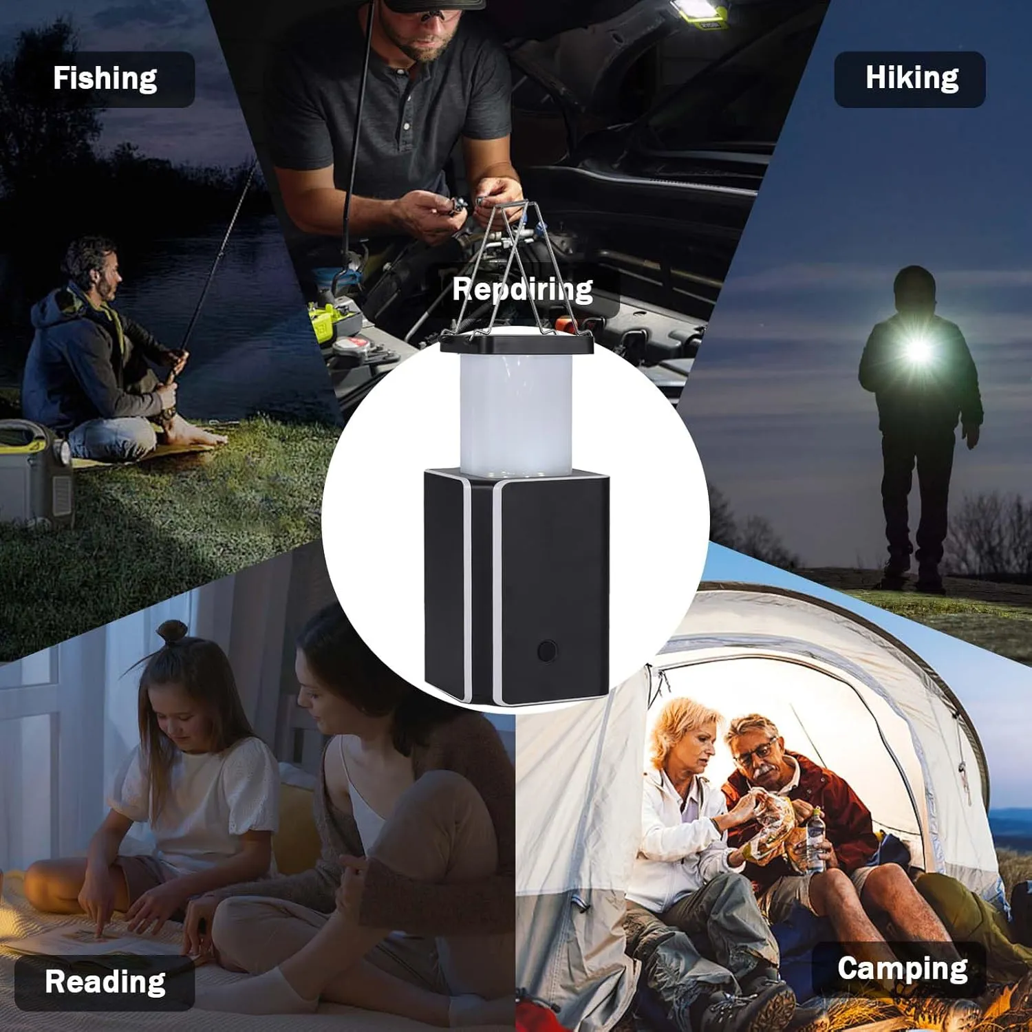 2Pack Solar LED Rechargeable Emergency Camping Lantern,White Solar Rechargeable,Rechargeable Type C,Emergency Lights Hand-Crank Power Generation,Phone Power Supply Function,flashlights