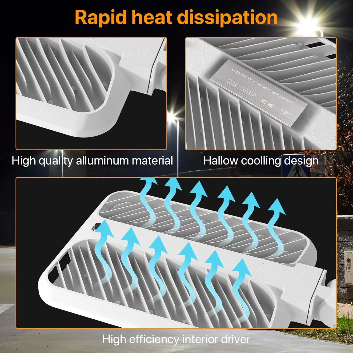300W LED Parking Lot Light, 45000LM Commercial Lighting with Slip Fitter Mount, 150LM/W IP65 5000K Dusk to Dawn Sensor Pole Light Outdoor for Driveway, Street(White)