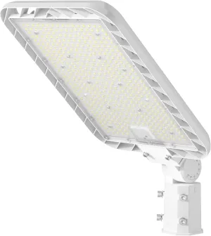300W LED Parking Lot Light, 45000LM Commercial Lighting with Slip Fitter Mount, 150LM/W IP65 5000K Dusk to Dawn Sensor Pole Light Outdoor for Driveway, Street(White)