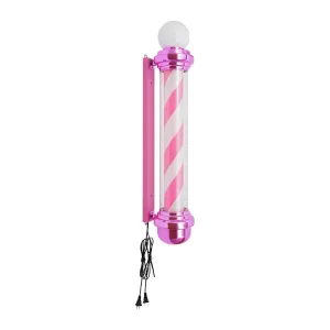 30.7" Barber Pole LED Light, Classic Style Hair Salon Barber Shop Open Sign, Spinning Pink Red Blue White Stripe Light Sign,1.2M Line (Pink and White)
