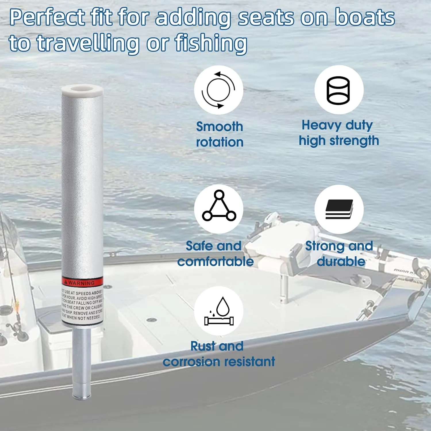 3/4" Boat Seat Pin Post,Marine Boat Seat Pedestal Base Post for Mounting Boat Seat,Boat Seat Pedestal Post Lock-in Aluminum Boat Seat Extension Post Pole for Marine Pontoon Boat Fishing Boat Bass Boat