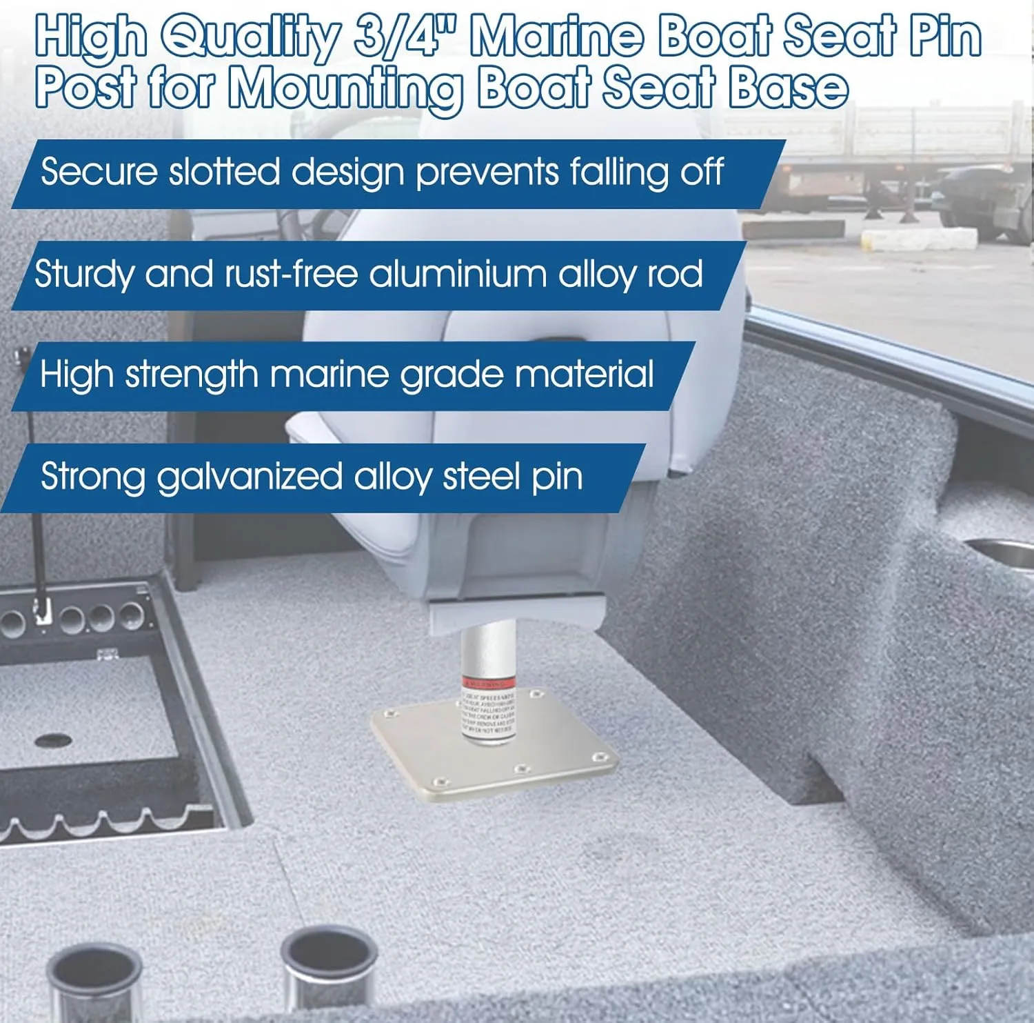 3/4" Boat Seat Pin Post,Marine Boat Seat Pedestal Base Post for Mounting Boat Seat,Boat Seat Pedestal Post Lock-in Aluminum Boat Seat Extension Post Pole for Marine Pontoon Boat Fishing Boat Bass Boat