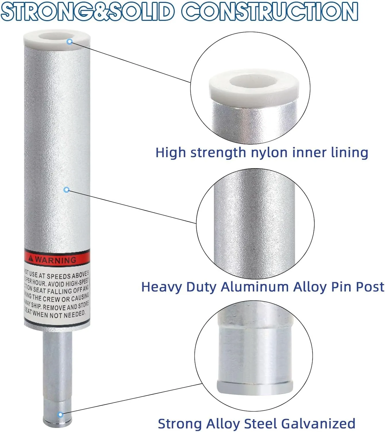 3/4" Boat Seat Pin Post,Marine Boat Seat Pedestal Base Post for Mounting Boat Seat,Boat Seat Pedestal Post Lock-in Aluminum Boat Seat Extension Post Pole for Marine Pontoon Boat Fishing Boat Bass Boat