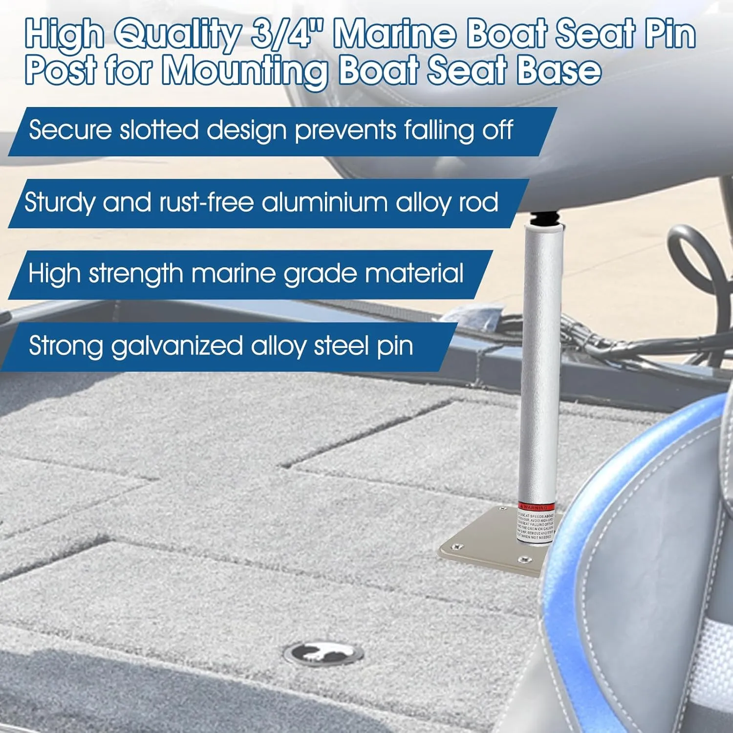 3/4" Boat Seat Pin Post,Marine Boat Seat Pedestal Base Post for Mounting Boat Seat,Boat Seat Pedestal Post Lock-in Aluminum Boat Seat Extension Post Pole for Marine Pontoon Boat Fishing Boat Bass Boat