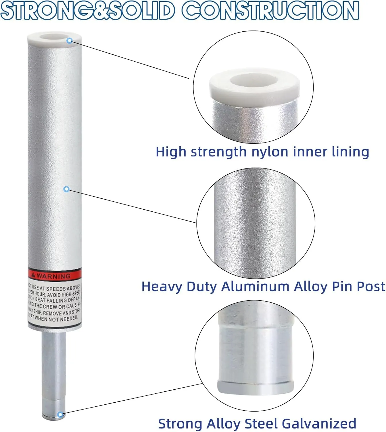 3/4" Boat Seat Pin Post,Marine Boat Seat Pedestal Base Post for Mounting Boat Seat,Boat Seat Pedestal Post Lock-in Aluminum Boat Seat Extension Post Pole for Marine Pontoon Boat Fishing Boat Bass Boat