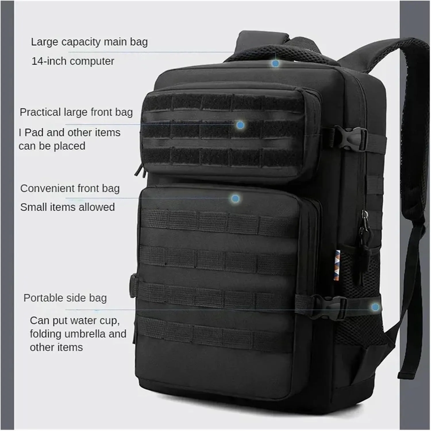 35L 1000D Nylon Waterproof Outdoor Rucksacks Tactical Sports Camping Hiking Trekking Hunting Molle Backpack(Water bottle bag)