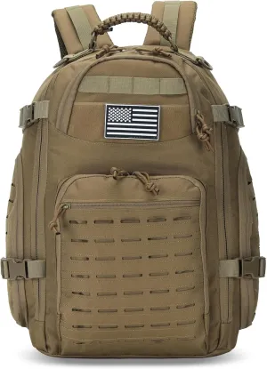 35L Tactical Backpack for Men Heavy Duty Military Backpack 3 Day Assault Pack Molle Backpack Hiking Rucksack (Tan)