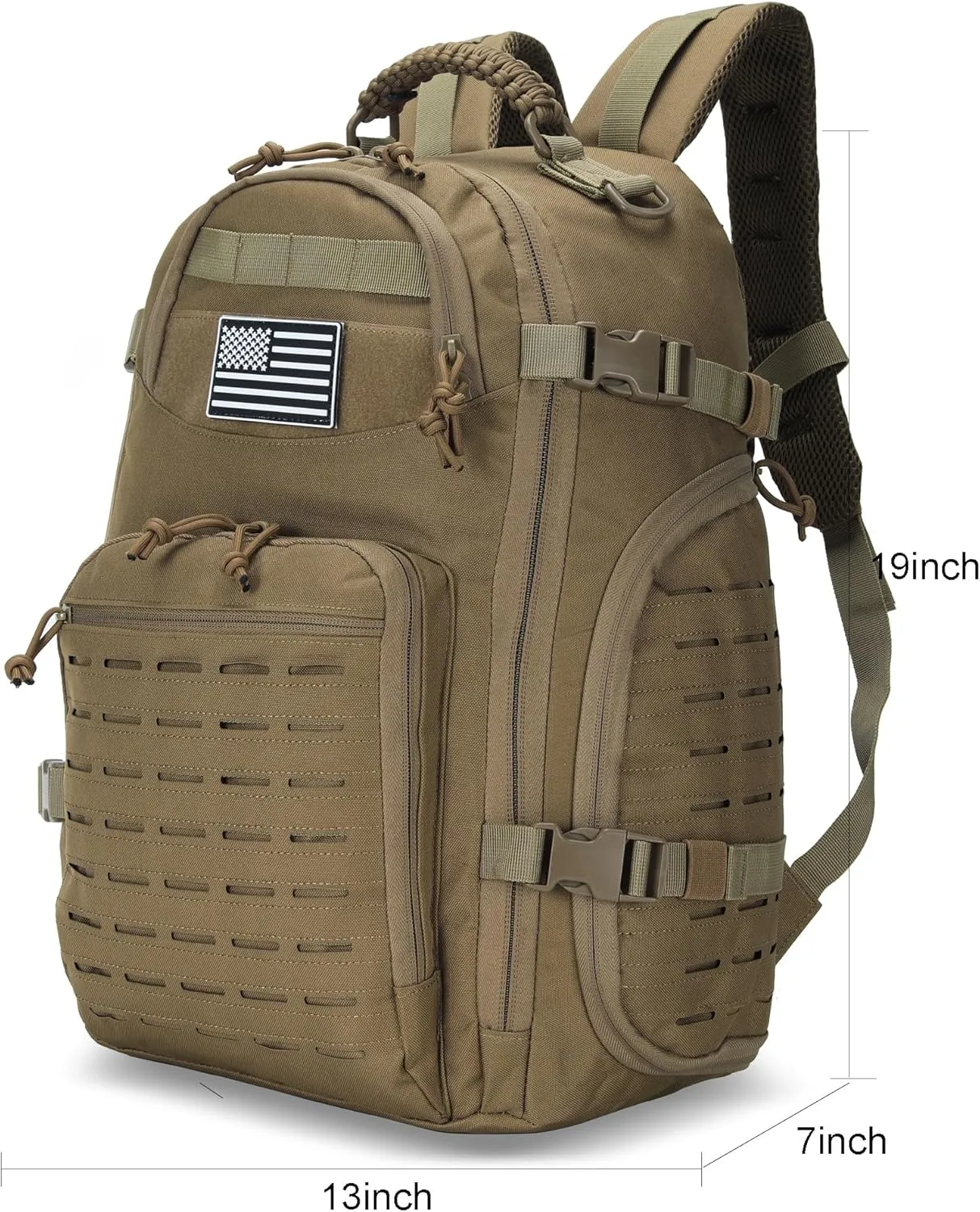 35L Tactical Backpack for Men Heavy Duty Military Backpack 3 Day Assault Pack Molle Backpack Hiking Rucksack (Tan)