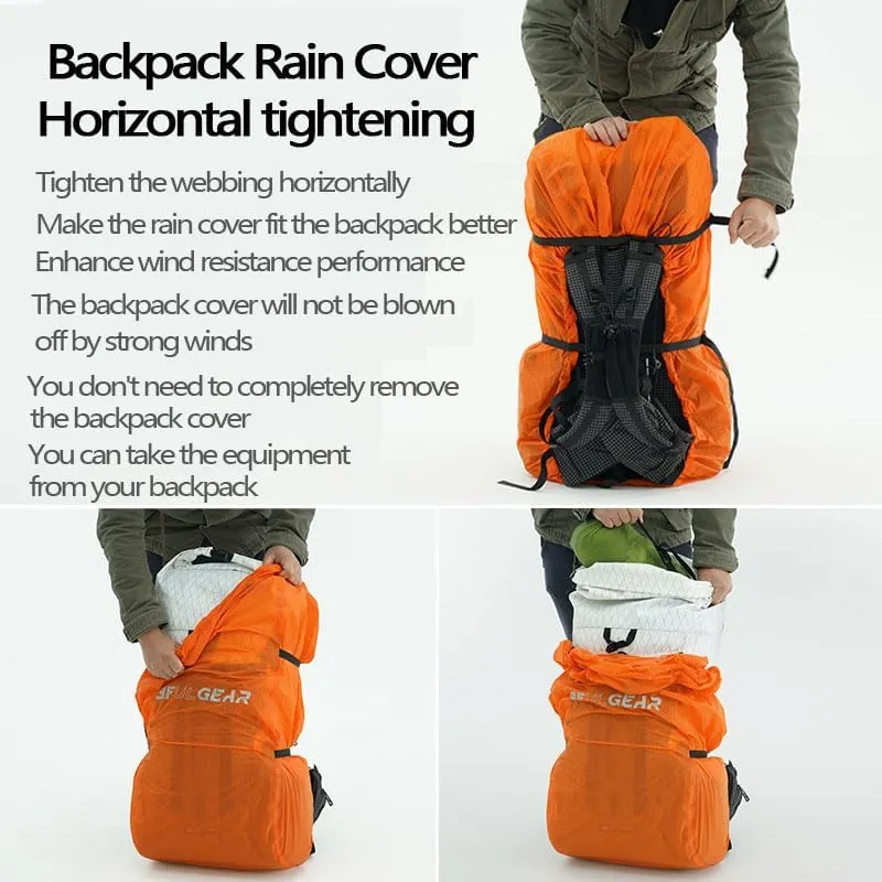 3F 20-85L backpack rain cover, waterproof, dustproof, wear-resistant, tear resistant outdoor hiking backpack cover (orange-XL)