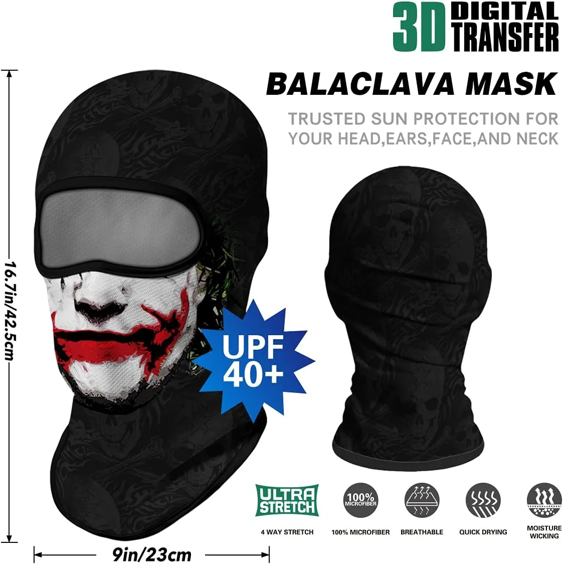 3PCS Balaclava Full Face Mask Ski Mask UV Protection Cover Motorcycle Full Face Mask for Men Women Outdoor Sports