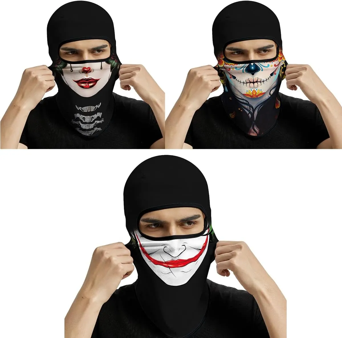 3PCS Balaclava Full Face Mask Ski Mask UV Protection Cover Motorcycle Full Face Mask for Men Women Outdoor Sports