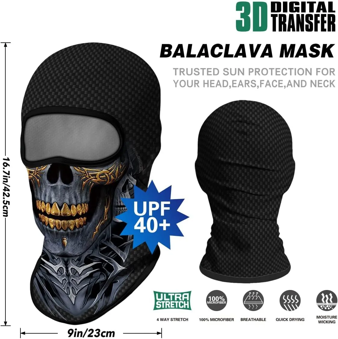 3PCS Balaclava Full Face Mask Ski Scarf Sun UV Protection Motorcycle Cycling Hood Men Women Outdoor Sports Covering