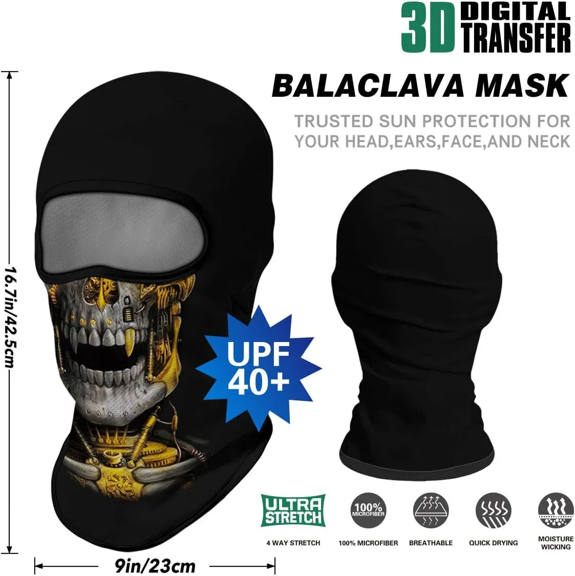 3PCS Balaclava Full Face Mask Ski Scarf Sun UV Protection Motorcycle Cycling Hood Men Women Outdoor Sports Covering