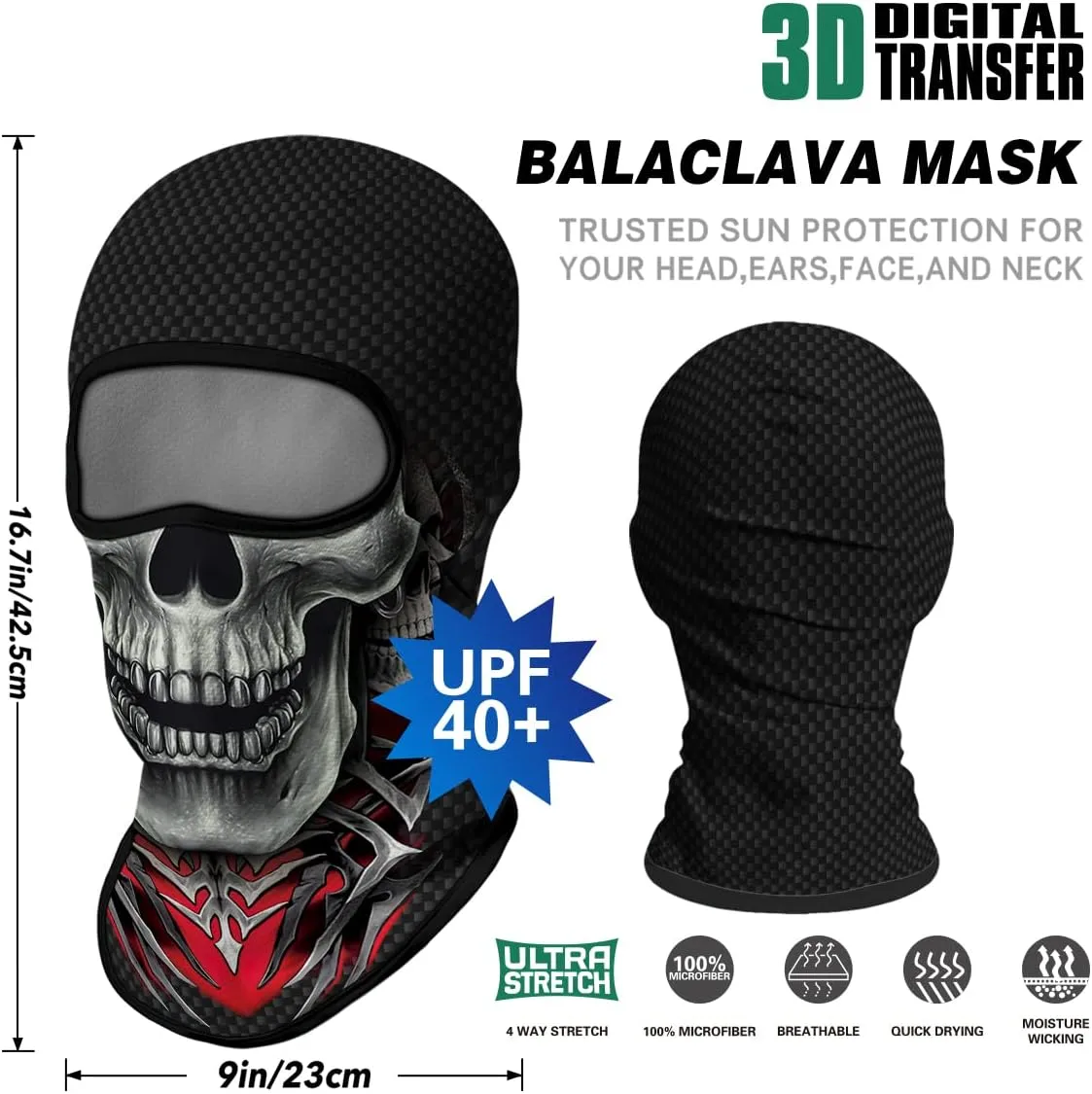 3PCS Balaclava Full Face Mask Ski Scarf Sun UV Protection Motorcycle Cycling Hood Men Women Outdoor Sports Covering