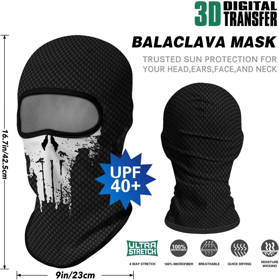 3PCS Balaclava Full Face Mask Ski Scarf Sun UV Protection Motorcycle Cycling Hood Men Women Outdoor Sports Covering