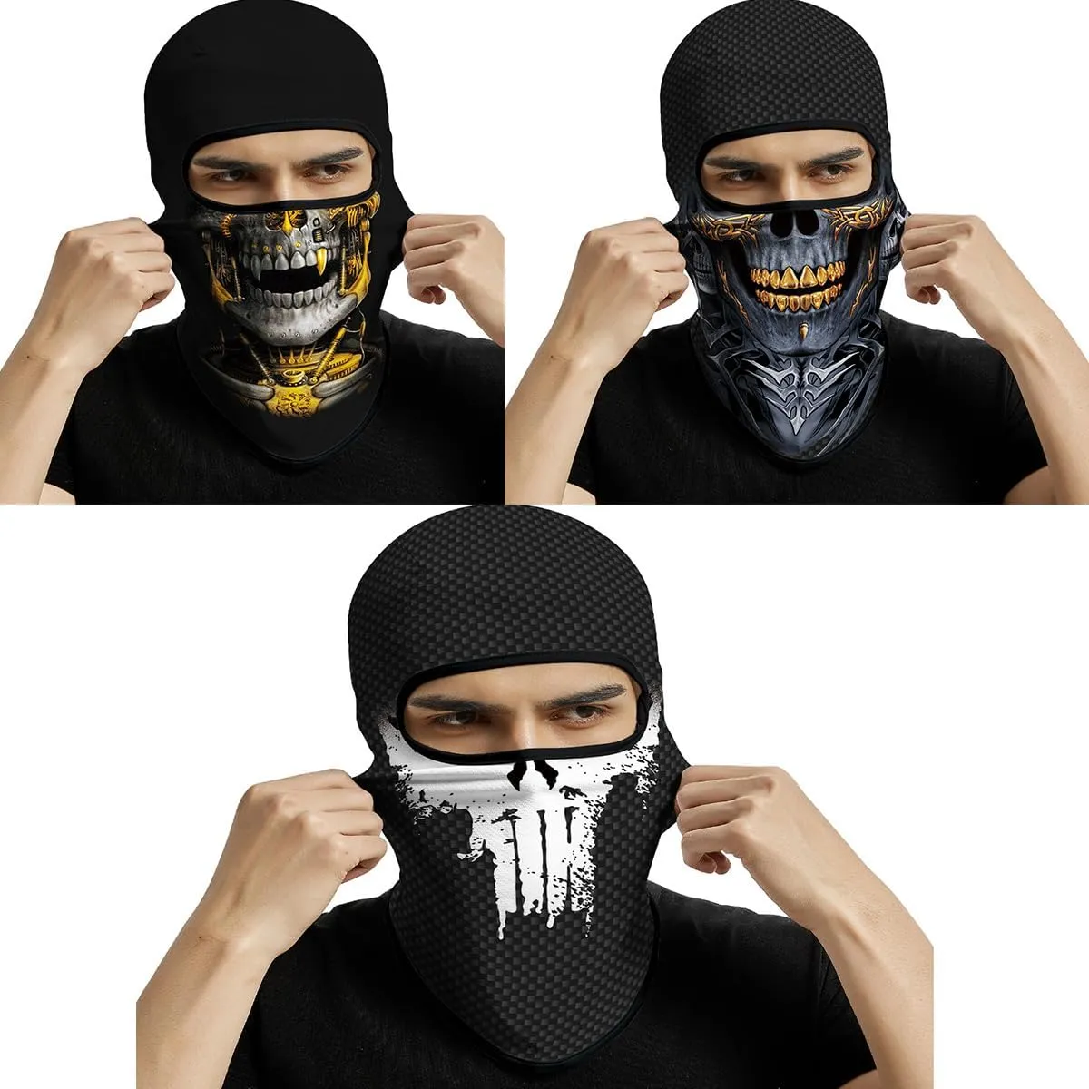 3PCS Balaclava Full Face Mask Ski Scarf Sun UV Protection Motorcycle Cycling Hood Men Women Outdoor Sports Covering