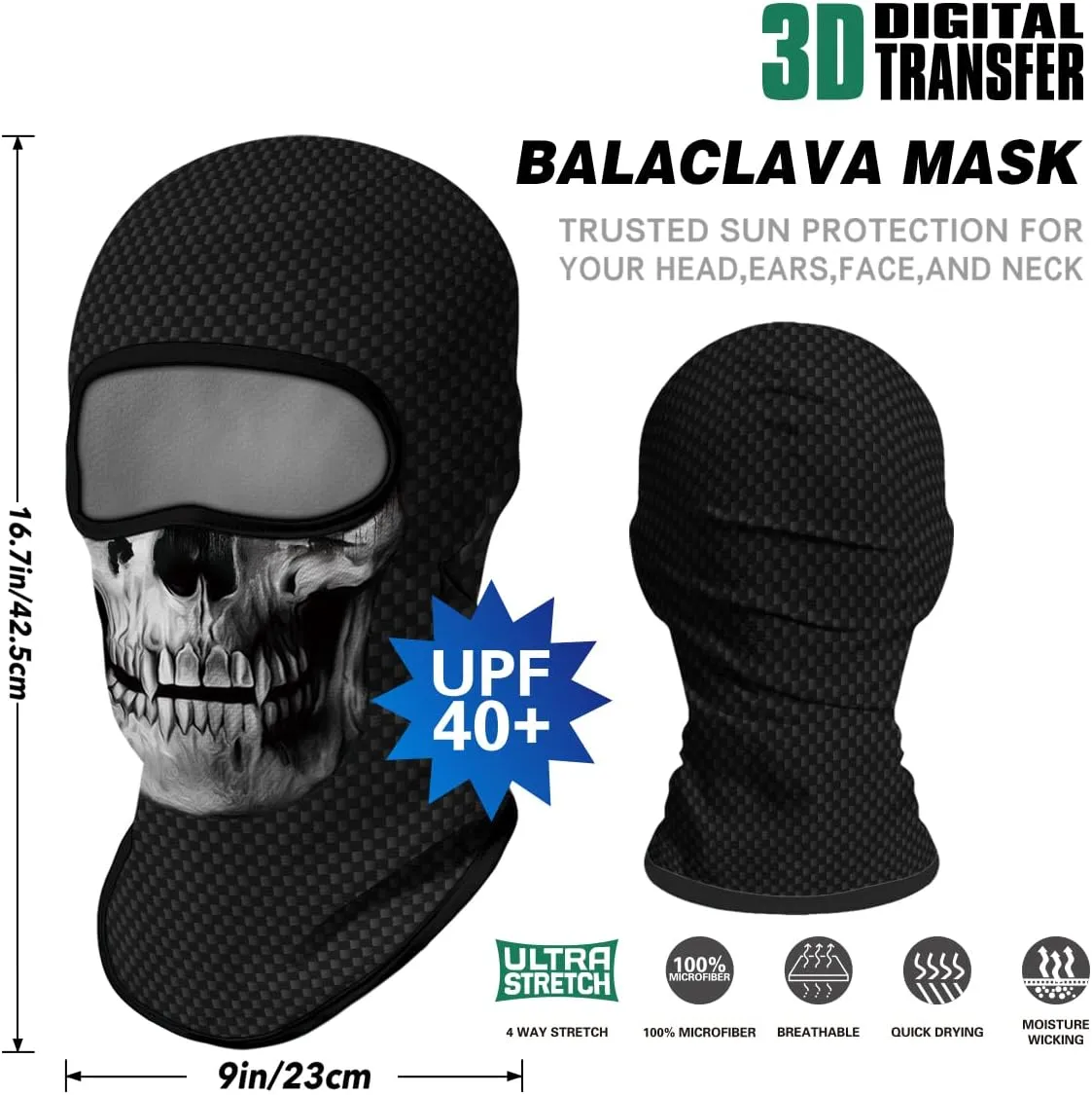 3PCS Balaclava Full Face Mask Ski Scarf Sun UV Protection Motorcycle Cycling Hood Men Women Outdoor Sports Covering