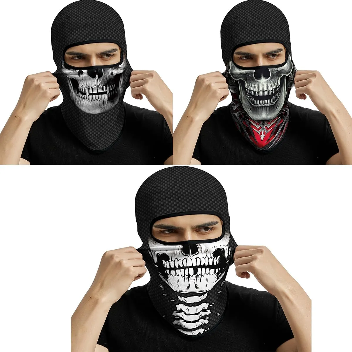 3PCS Balaclava Full Face Mask Ski Scarf Sun UV Protection Motorcycle Cycling Hood Men Women Outdoor Sports Covering