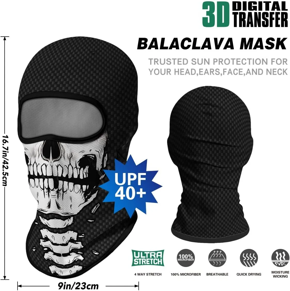 3PCS Balaclava Full Face Mask Ski Scarf Sun UV Protection Motorcycle Cycling Hood Men Women Outdoor Sports Covering