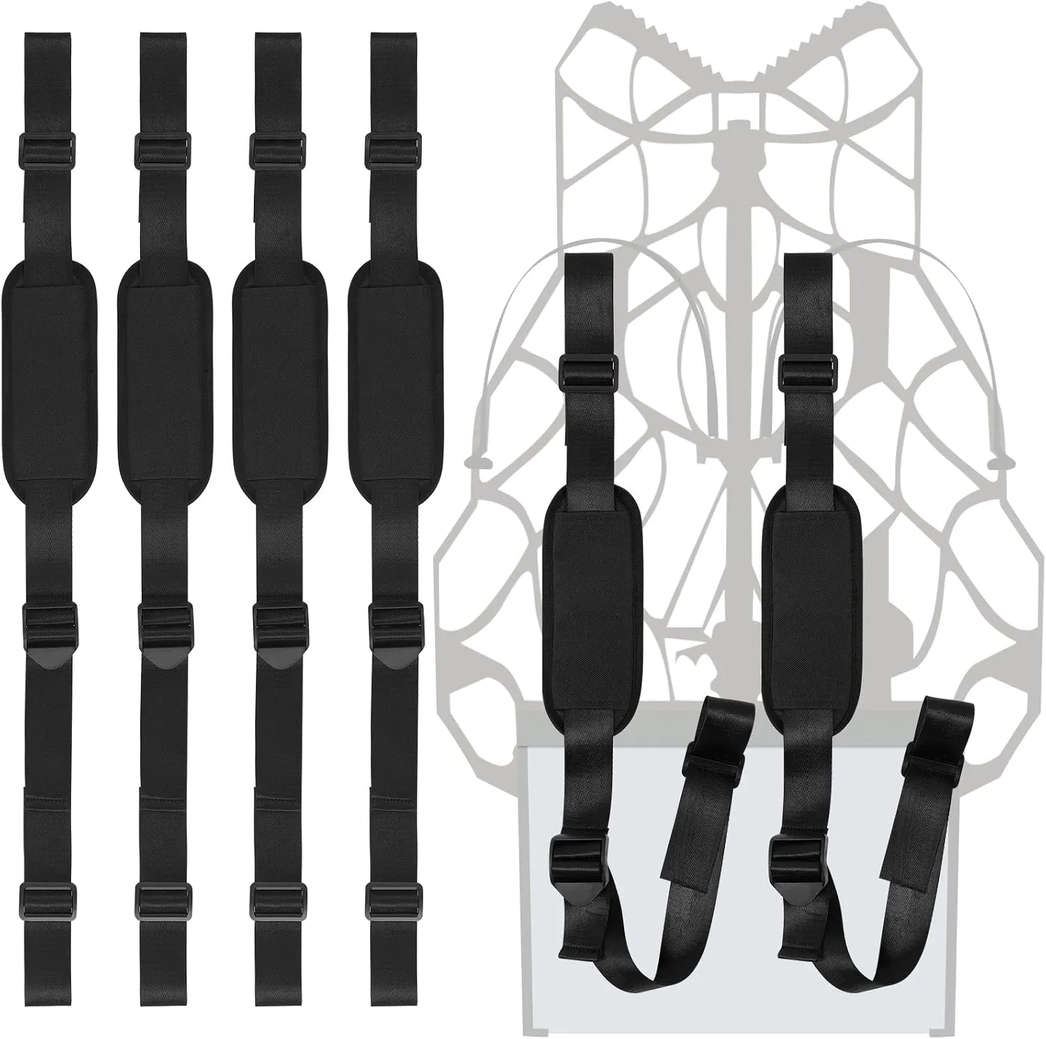 4 Pcs Tree Stand Backpack Straps Carrying Shoulder Strap Treestand Climbing Belts for Outdoor Transport Hunting Accessories, Black