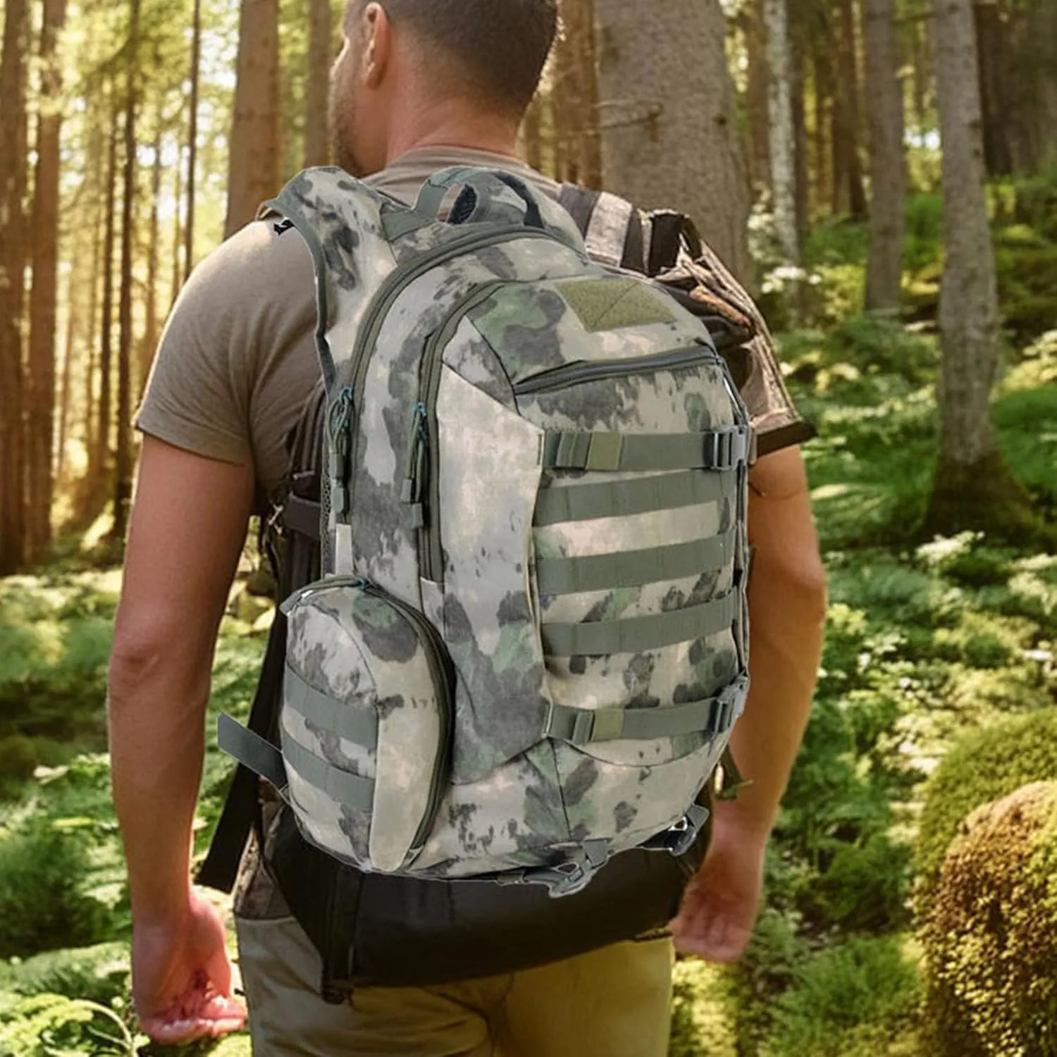 45L Waterproof Fishing Hunting Backpack Outdoor Military Rucksacks Tactical Sports Camping Hiking Trekking Bags (Ruin green)