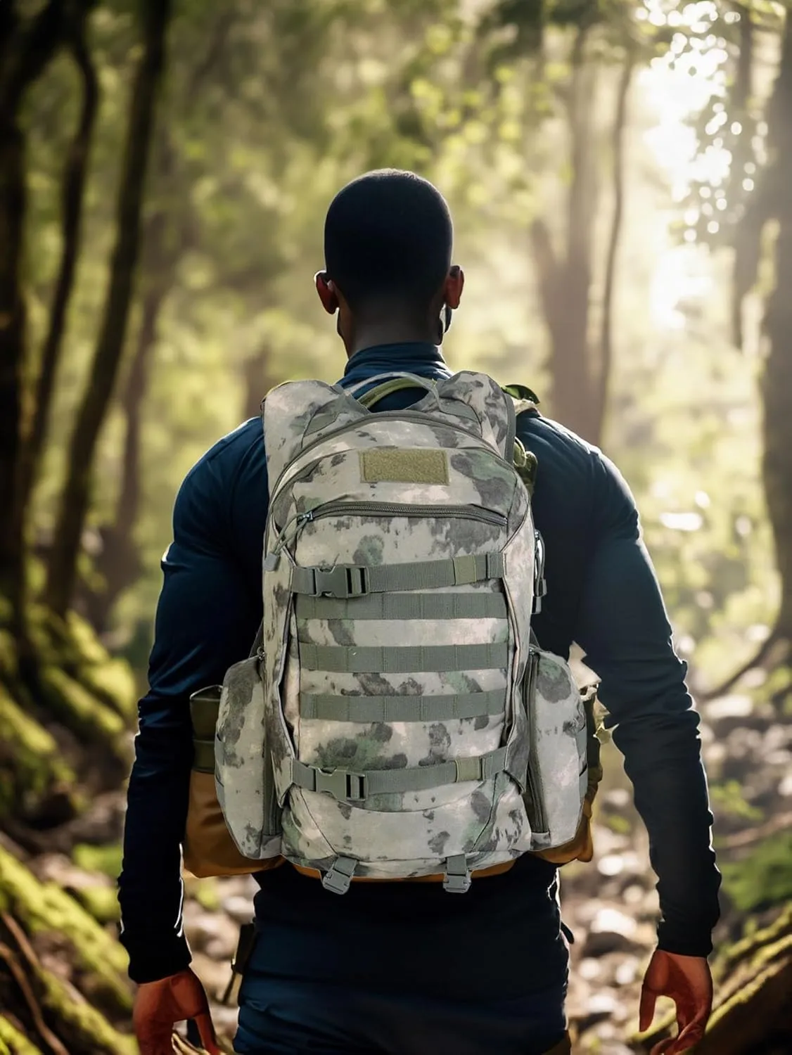 45L Waterproof Fishing Hunting Backpack Outdoor Military Rucksacks Tactical Sports Camping Hiking Trekking Bags (Ruin green)