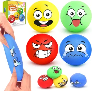 4Pack Emotion Slow Rising Stress Balls - Dough Squishy Balls for Anxiety Stress Relaxation - Stretchy Fidget Ball Sensory Toys - Classroom Prize Box Squeeze Toys for Kids