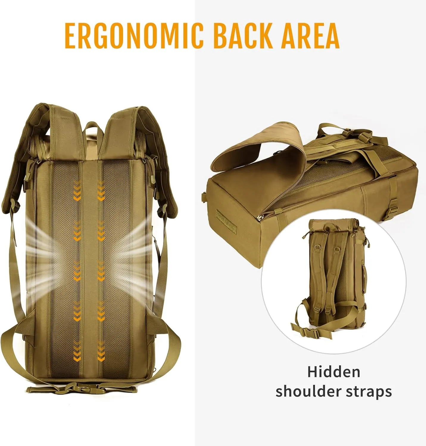 50L 3 Way Tactical Military MOLLE Assault Backpack Modular WR Bag(Dark Brown)