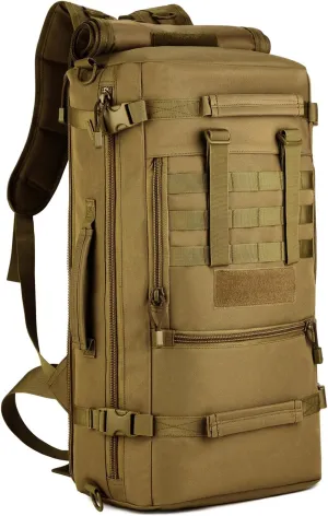 50L 3 Way Tactical Military MOLLE Assault Backpack Modular WR Bag(Dark Brown)