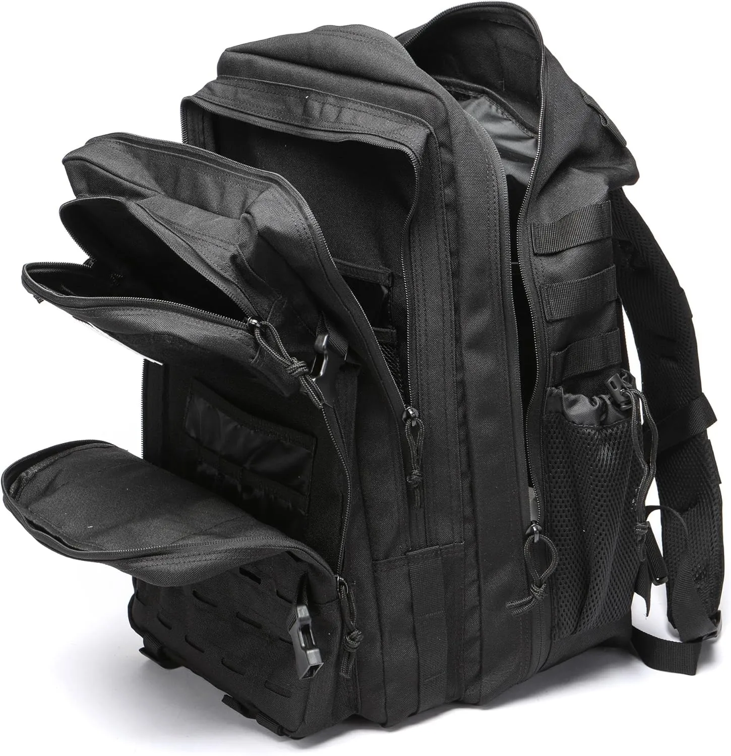 50L Tactical Military Backpack Waterproof Sturdy Bag for Hiking Camping Fishing Gym Backpack with Bottle Holder (ALL Black)