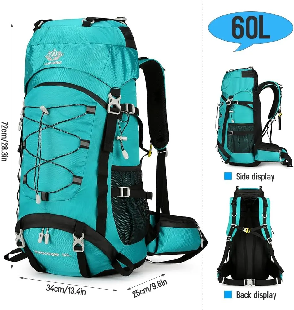60L Large Capacity Camping Backpack Waterproof Backpacking Mountaineering Backpack for Hiking Travel,waterproof backpack