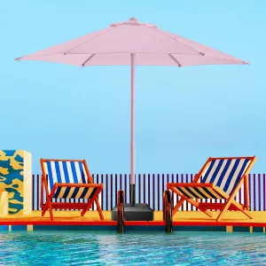 7.5ft Outdoor 1S Push-Up Patio Umbrella - Market Table Pool Deck Umbrella UPF50  UV Protection with 6 Sturdy Ribs for Balcony, Garden, Lawn, Backyard (Light Pink)